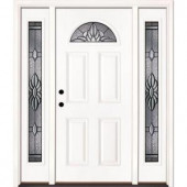 Feather River Doors Sapphire Patina Fan Lite Primed Smooth Fiberglass Entry Door with Sidelites