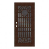 Unique Home Designs Spaniard 36 in. x 80 in. Copper Right-handed Surface Mount Aluminum Security Door with Black Perforated Aluminum Screen
