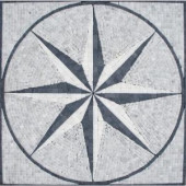 MS International Black & White Star Medallion 24 in. x 24 in. Tumbled Marble Floor & Wall Tile