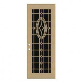 Unique Home Designs Modern Cross 36 in. x 96 in. Desert Sand Right-Hand Recessed Mount Aluminum Security Door with Charcoal Insect Screen