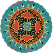 Loloi Rugs Gardenia Lifestyle Collection Teal Black 3 ft. x 3 ft. Round Area Rug