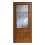 Main Door Mahogany Type Prefinished Cherry Beveled Patina 3/4 Glass Solid Wood Entry Door Slab