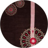 Chandra Dharma Brown/Pink 7 ft. 9 in. Round Area Rug