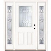 Feather River Doors Mission Pointe Zinc Half Lite Primed Smooth Fiberglass Entry Door with Sidelites