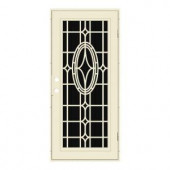Unique Home Designs Modern Cross 36 in. x 80 in. Beige Hammer Right-Hand Surface Mount Aluminum Security Door with Charcoal Insect Screen
