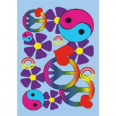 LA Rug Inc. Fun Time Lovely Peace Multi Colored 39 in. x 58 in. Area Rug