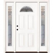 Feather River Doors Rochester Patina Fan Lite Primed Smooth Fiberglass Entry Door with Sidelites