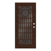Unique Home Designs Spaniard 36 in. x 80 in. Copper Left-handed Surface Mount Aluminum Security Door with Black Perforated Aluminum Screen