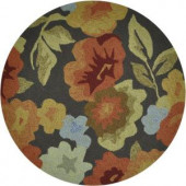 Loloi Rugs Summerton Life Style Collection Dark Brown Floral 3 ft. Round Area Rug