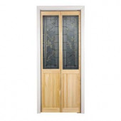 Pinecroft 719 Series 24 in. x 80-1/2 in. Unfinished Glass Over Panel Tuscany Universal/Reversible Bi-Fold Door