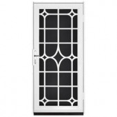 Unique Home Designs Lexington 36 in. x 80 in. White Outswing Security Door with Black Perforated Screen and Polished Brass Hardware