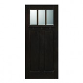 Main Door Craftsman Collection 3 Lite Prefinished Espresso Solid Mahogany Type Wood Slab Entry Door