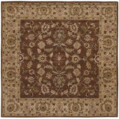LR Resources Traditional Shape Brown and Gold 9 ft. Square Plush Indoor Area Rug