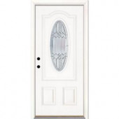 Feather River Doors Mission Pointe Zinc 3/4 Oval Lite Primed Smooth Fiberglass Entry Door