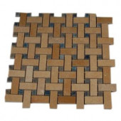 Splashback Tile Basket Braid Jerusalem Gold and Blue Macauba 12 in. x 12 in. Stone Mosaic Floor and Wall Tile