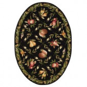 Home Decorators Collection Fruit Garden Black 4 ft. 6 in. x 6 ft. 6 in. Oval Area Rug