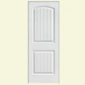 Masonite Safe-N-Sound Cheyenne Smooth 2-Panel Camber Top Plank Solid Core Primed Composite Prehung Interior Door