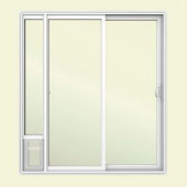 JELD-WEN 72 in. x 80 in. White Right Hand Vinyl Patio Door with Low-E Argon Glass and Small Pet Door